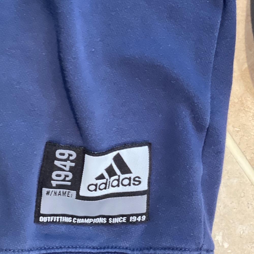 EUC Adidas sweatshirt boys medium 10-12 Navy blue logo lightweight Three Stripes - Picture 3 of 7